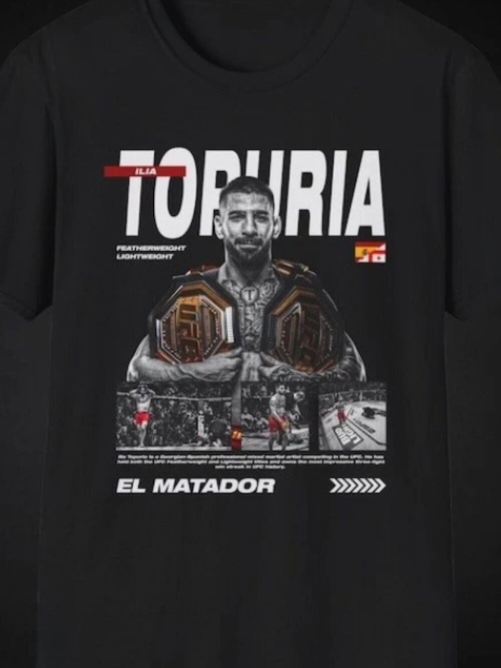 llia Topuria EL Matador UFC Champion Vintage MMA Graphic Tee Y2K Fighter